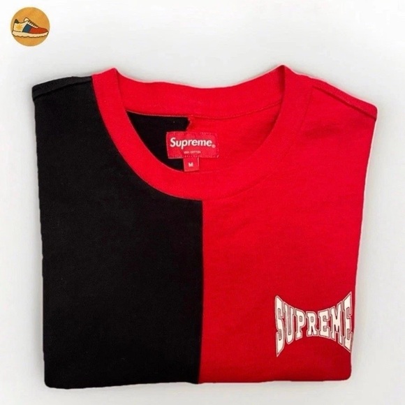Supreme Other - Supreme Split Short Sleeve Top Tee Medium Red Black Men’s 100% Cotton